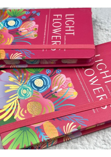 A6 Lıght Flower Pembe Lastikli Çizgili Defter