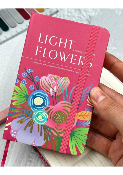 A6 Lıght Flower Pembe Lastikli Çizgili Defter