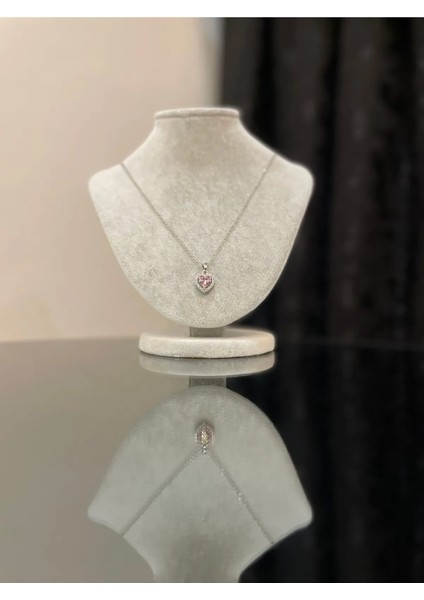 Pembe Kalpli Çelik Kolye