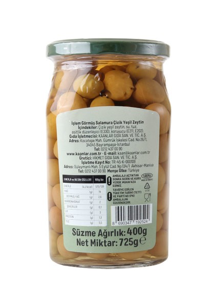 Yeşil Çizik Zeytin 'çizoli' 400 gr fiyatları