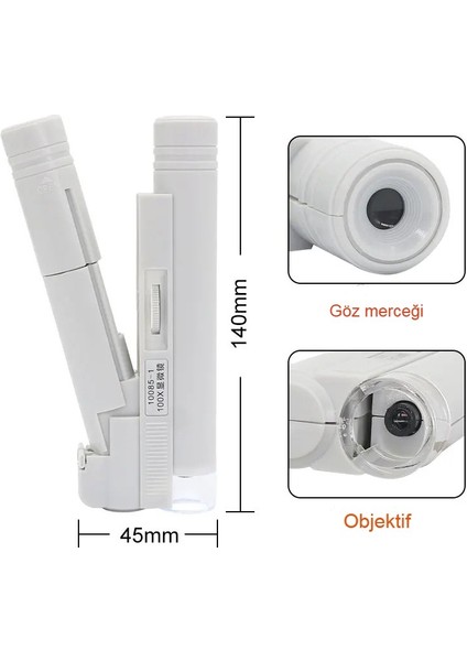 Cep Mikroskop 100X Taşınabilir LED Işıklı Yüksek Kaliteli Lens Taşıma Çantalı Kompakt El Mikroskobu fiyatları