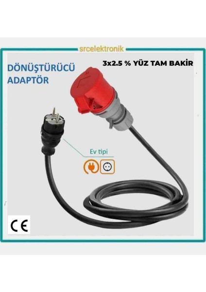Ev Tipi Araç Şarjı Dönüştürücülü Uzatma 3x2.5 Ttr Tam Bakır Hes Veya Öznur Kablolu Seyyar (1 ile 10 Metre Arası) Ev Tipi Araç Şarjı Dönüştürücülü Uzatma