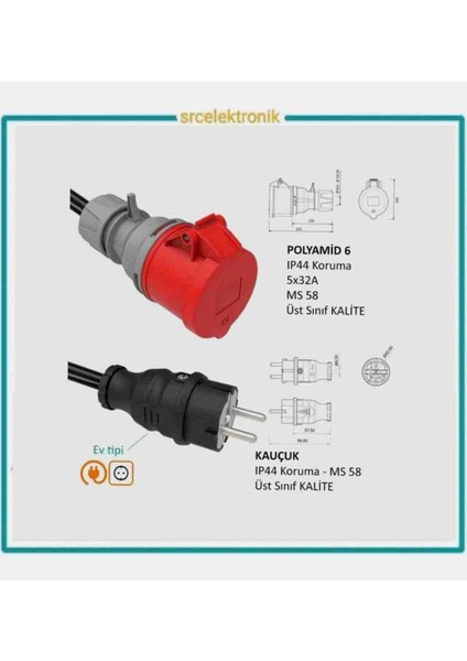 Ev Tipi Araç Şarjı Dönüştürücülü Uzatma 3x2.5 Ttr Tam Bakır Hes Veya Öznur Kablolu Seyyar (1 ile 10 Metre Arası) Ev Tipi Araç Şarjı Dönüştürücülü Uzatma