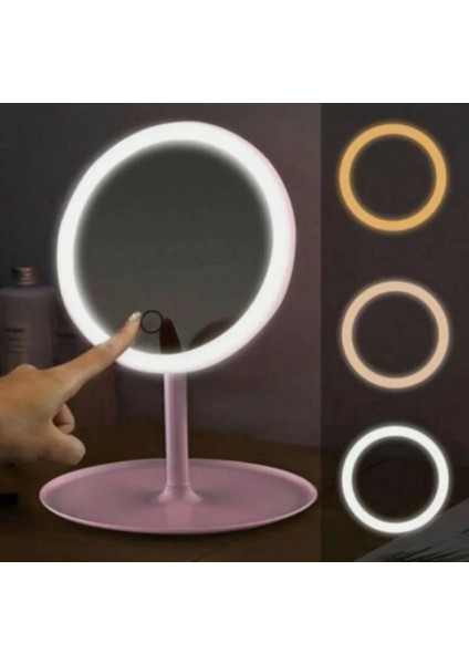 Dokunmatik LED Işıklı USB'li Yuvarlak Masa Üstü Makyaj Aynası fiyatları