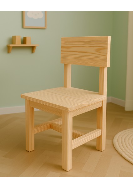Iskandinav Tarzı Montessori Ahşap Çocuk Sandalyesi - %100 Doğal (2+ Yaş) fırsatları