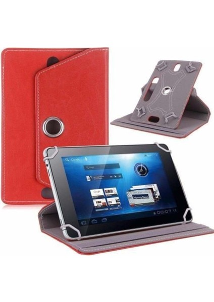 Vorcom S10 Uyumlu Lüks Standlı Tablet Kılıfı Kırmızı