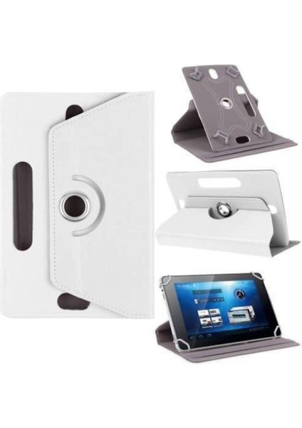 Alcatel Smart Tab 7 Wifi 8051 Uyumlu Lüks Standlı Tablet Kılıfı Beyaz