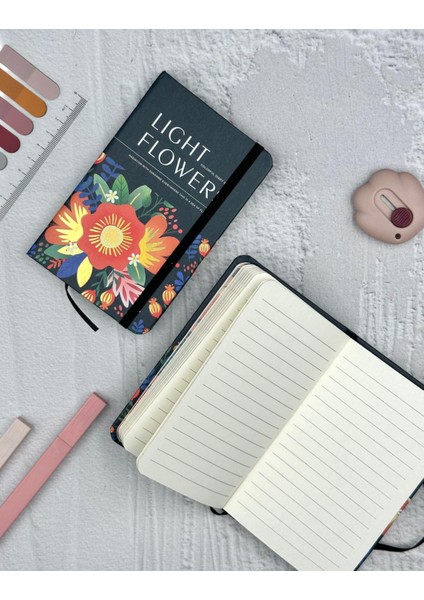 A6 Lıght Flower Siyah Lastikli Çizgili Defter fiyatları