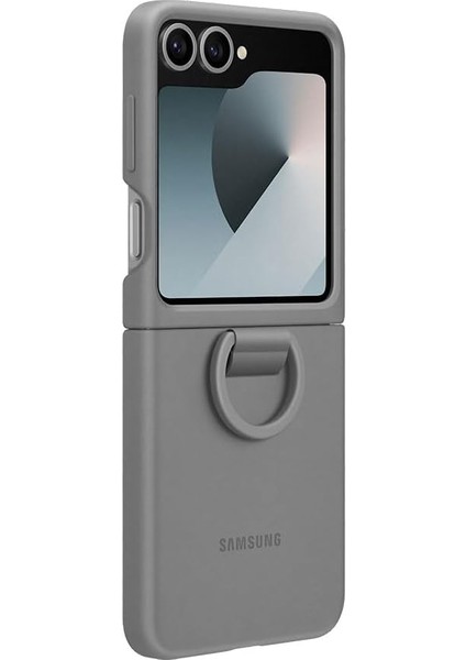 Galaxy Z Flip 6 Yüzüklü Silikon Kılıf - Gri