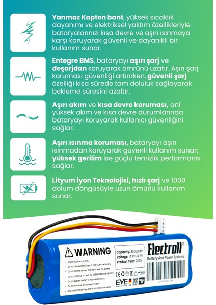 Ecovacs Deebot N8 Uyumlu Batarya (Ultra Yüksek Kapasite) 3500MAH Pil Robot Süpürge Bataryası modelleri