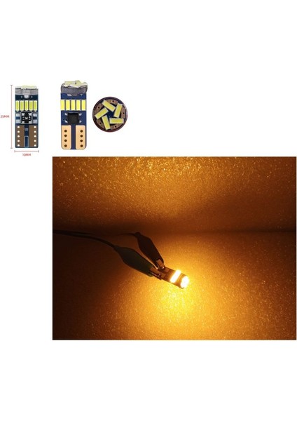 ( 2 x Adet ) 1 Takım LED T10 Dipsiz Ampul 24V 15 Smd Fiber LED Orange ( 15 LED Dipsiz Ampul )