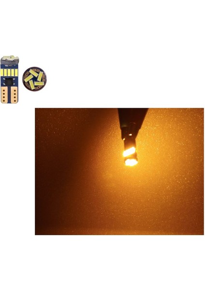 ( 2 x Adet ) 1 Takım LED T10 Dipsiz Ampul 24V 15 Smd Fiber LED Orange ( 15 LED Dipsiz Ampul )