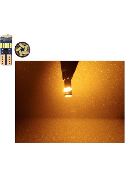 ( 2 x Adet ) 1 Takım LED T10 Dipsiz Ampul 24V 15 Smd Fiber LED Orange ( 15 LED Dipsiz Ampul )