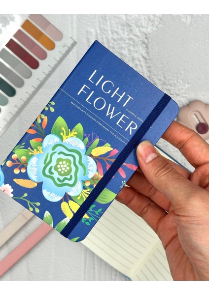 A6'lıght Flower Lacivert Lastikli Çizgili Defter