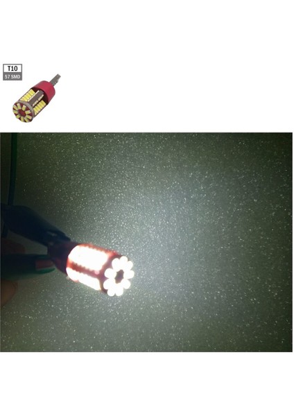 ( 2 x Adet ) 1 Takım LED T10 Dipsiz Ampul 12V 57 Smd Fiber LED Whıte ( 57 LED Dipsiz Ampul )