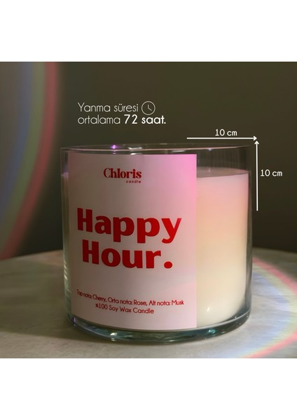 Happy Hour Kokulu Mum, Soya Wax Mum, Dekoratif Mum