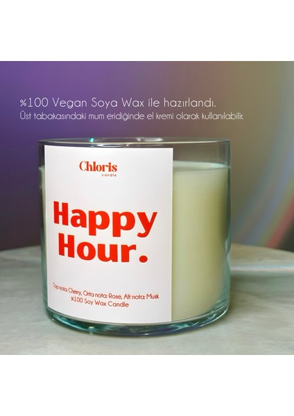 Happy Hour Kokulu Mum, Soya Wax Mum, Dekoratif Mum