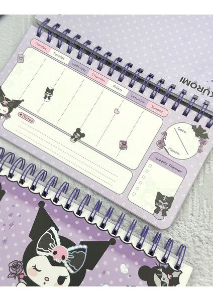 Kuromi Ile Haftalık Planlayıcı Spiralli Defter Mor modelleri