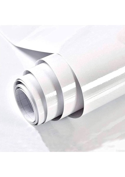 Yapışkanlı Folyo Parlak Beyaz Lake Pvc Dolap, Tezgah, Mobilya, Masa Kaplama Folyosu