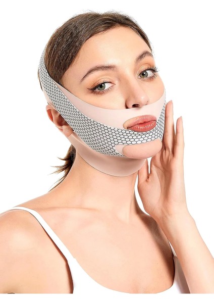 Yüz Germe & Kontur Maskesi + Sıkıştırma Bandı, Yüz Şekillendirme Anti-Nasolabial Maskesi