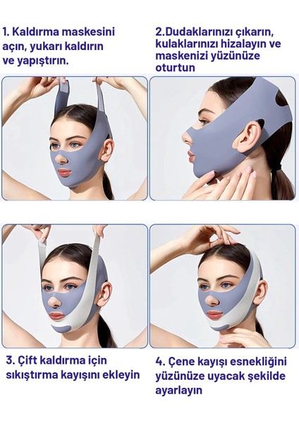 Yüz Germe & Kontur Maskesi + Sıkıştırma Bandı, Yüz Şekillendirme Anti-Nasolabial Maskesi modelleri