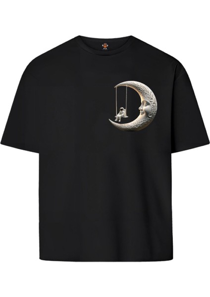 Moonspace Çift Iplik Dokumalı Rahat Kalıp PAMUK T-Shirt