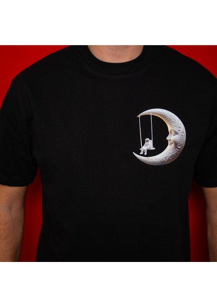 Moonspace Çift Iplik Dokumalı Rahat Kalıp PAMUK T-Shirt modelleri