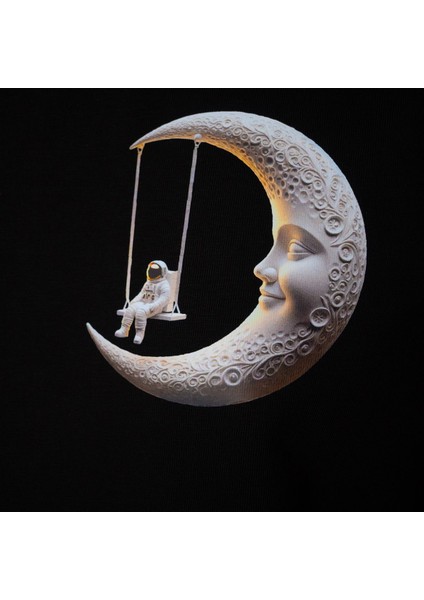 Moonspace Çift Iplik Dokumalı Rahat Kalıp PAMUK T-Shirt fırsatları