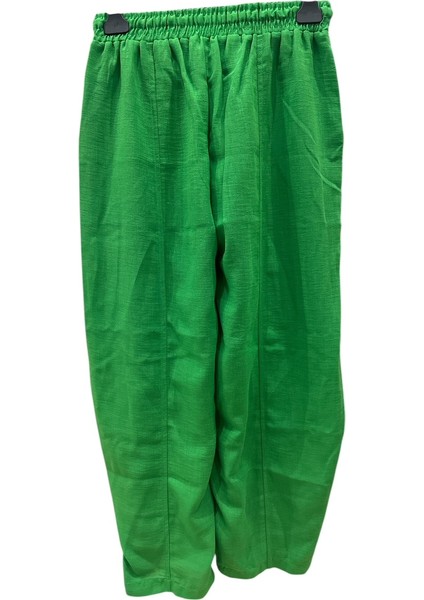 Pamuklu Keten Yeşil Pantolon