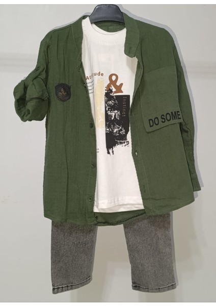 Mıncırık Müslin Gömlekli Kot Pantolonlu 3lü Takım