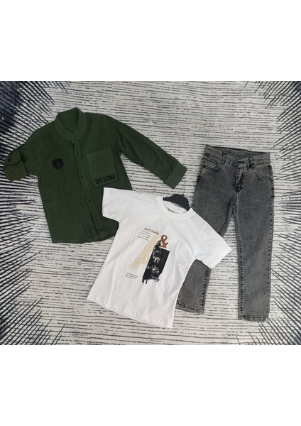 Mıncırık Müslin Gömlekli Kot Pantolonlu 3lü Takım fiyatları