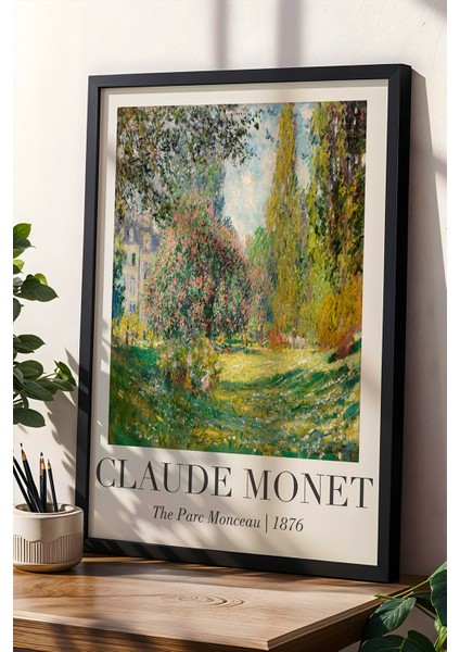 Claude Monet Parc Monceau Vintage Doğal Ahşap Çerçeveli Duvar Tablosu