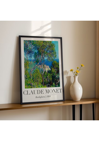 Claude Monet Bordighera Manzarası Vintage Doğal Ahşap Çerçeveli Duvar Tablosu fiyatları