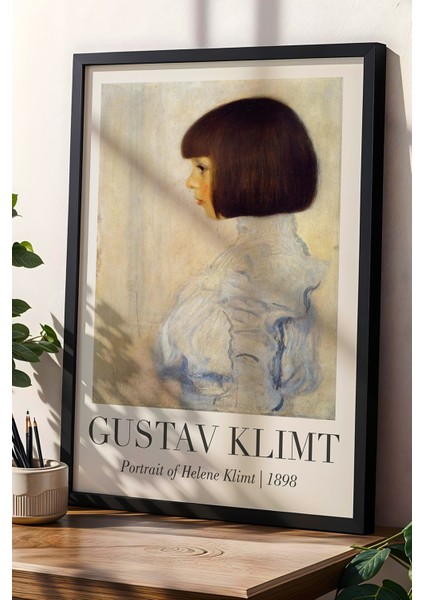 Gustav Klimt Helene Klimt'in Portresi 1898 Vintage Doğal Ahşap Çerçeveli Duvar Tablosu