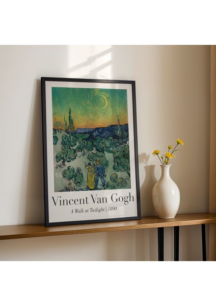 Vincent Van Gogh Alacakaranlıkta Yürüyüş 1890 Vintage Doğal Ahşap Çerçeveli Duvar Tablosu fiyatları