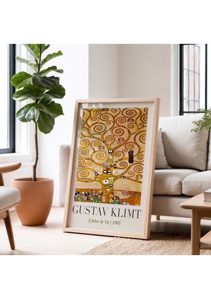 Gustav Klimt Hayat Ağacı 1905 Vintage Doğal Ahşap Çerçeveli Duvar Tablosu fiyatları