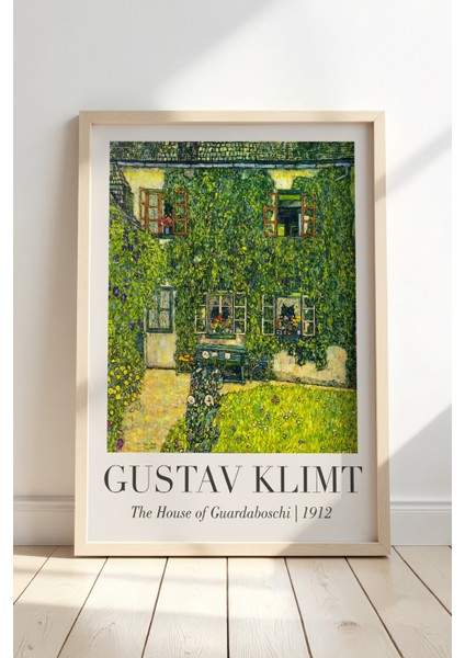 Gustav Klimt Guardaboschi Evi 1912 Vintage Doğal Ahşap Çerçeveli Duvar Tablosu