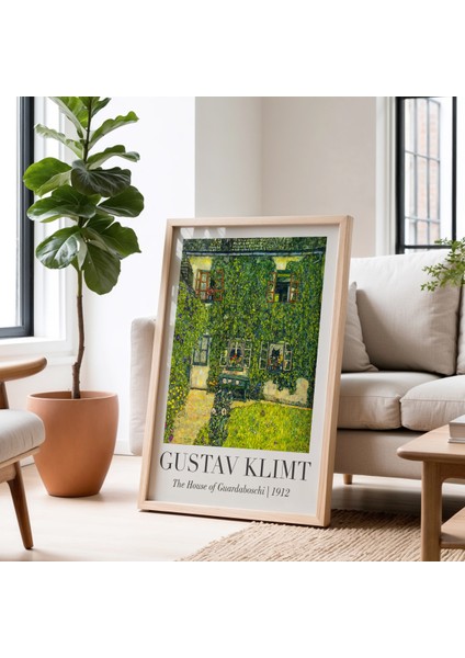 Gustav Klimt Guardaboschi Evi 1912 Vintage Doğal Ahşap Çerçeveli Duvar Tablosu fiyatları