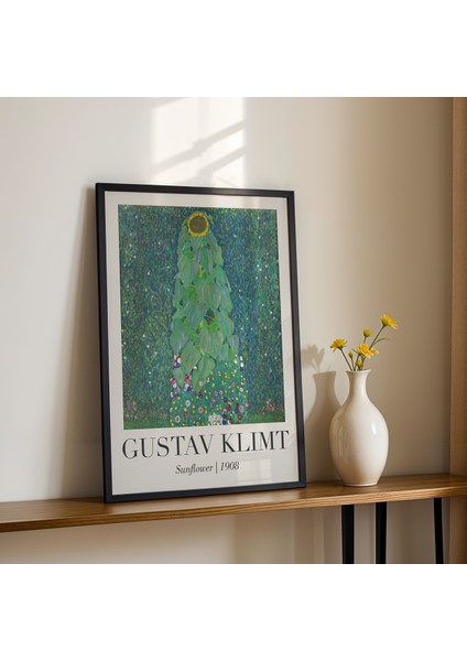 Gustav Klimt Ayçiçeği 1908 Vintage Doğal Ahşap Çerçeveli Duvar Tablosu fiyatları