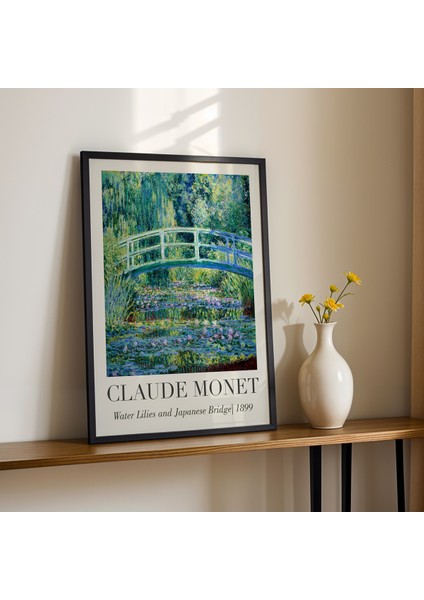 Claude Monet Su Nilüferleri ve Japon Köprüsü Vintage Ahşap Duvar Tablosu fiyatları