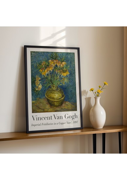 Vincent Van Gogh Bakır Vazoda Imparator Çiğdemleri 1897 Vintage Ahşap Çerçeveli Duvar Tablosu fiyatları