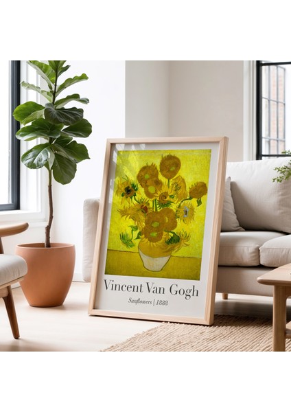 Vincent Van Gogh Ayçiçekleri 1888 Vintage Doğal Ahşap Çerçeveli Duvar Tablosu fiyatları