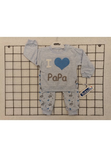 Mulyoso Butiq Babyhi I Love Papa 2'li Erkek Bebek Takım, Hediyelik Bebek/çocuk Kıyafeti