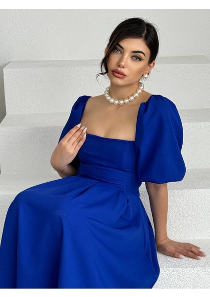 Çan Etekli Midi Boy Kısa Kollu Elbise