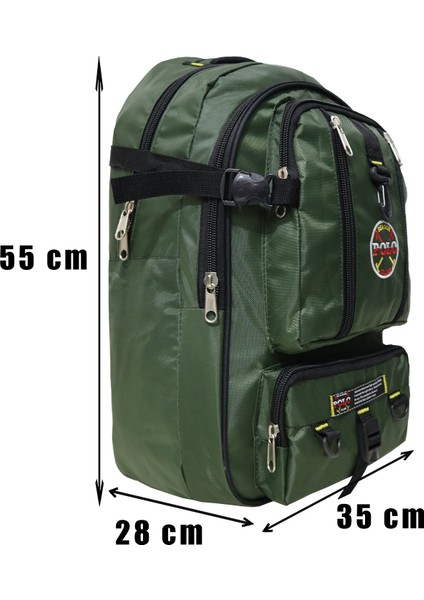 Dağcı Sırt Çantası 45 Litre | Kalın Çadır Kumaş, Yeşil Kamp Çantası
