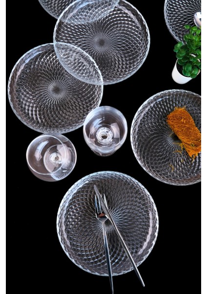 Aden Cam Pasta Tabağı 19 cm Sade 6'lı 2339 indirimleri