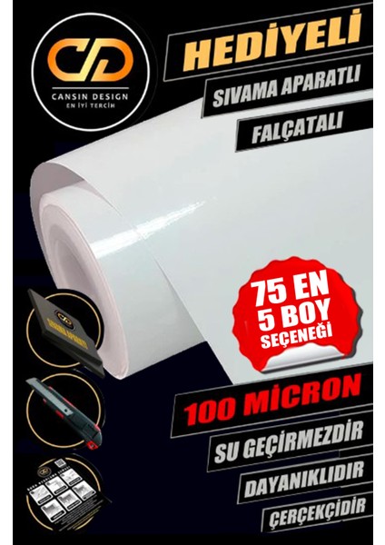 Yapışkanlı Folyo Parlak Beyaz Lake Pvc Dolap, Tezgah, Mobilya, Masa Kaplama Folyosu