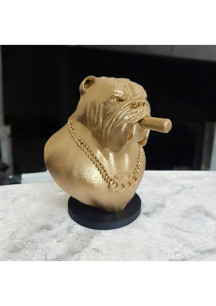 Köpek Ağzında Puro Olan Bulldog Köpek Biblo Heykel 12 x 10 x 10 cm
