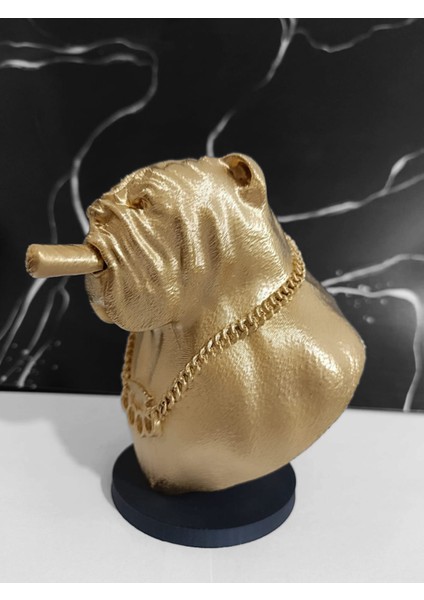 Köpek Ağzında Puro Olan Bulldog Köpek Biblo Heykel 12 x 10 x 10 cm