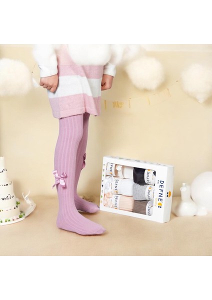 Kız Bebek ve Çocuk Fiyonklu Çorap Seti